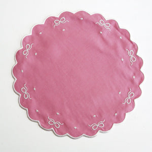 RIBBIA PINK ROUND FABRIC PLACEMAT & NAPKIN SET (Set Of 4)