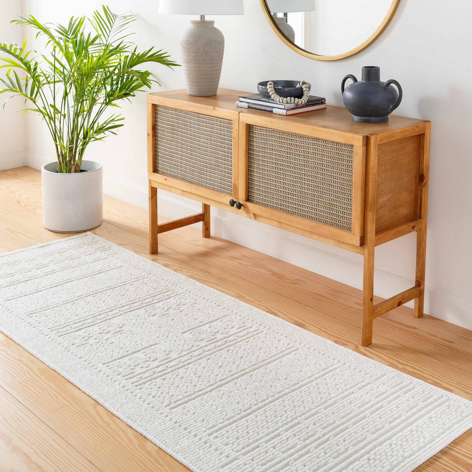 Bahar Cream Washable 7ft Runner Rug