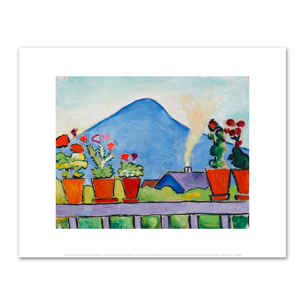Geraniums Before Blue Mountain by Auguste Macke