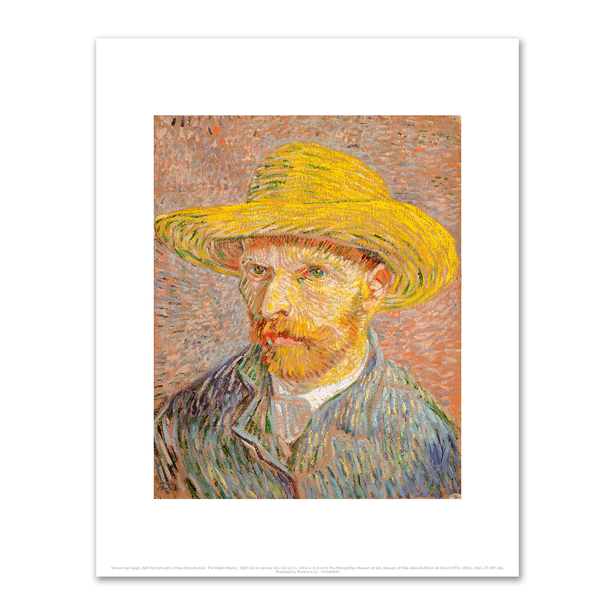 Self-Portrait with a Straw Hat by Vincent van Gogh