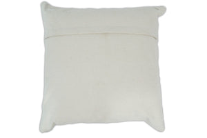 Modern Geometric Silver and Ivory Striped Genuine leather Pillow, Cushion | PL18