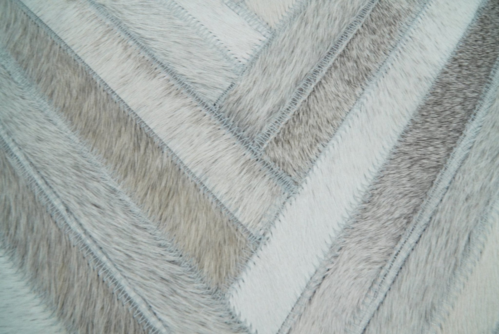 Modern Geometric Silver and Ivory Striped Genuine leather Pillow, Cushion | PL18