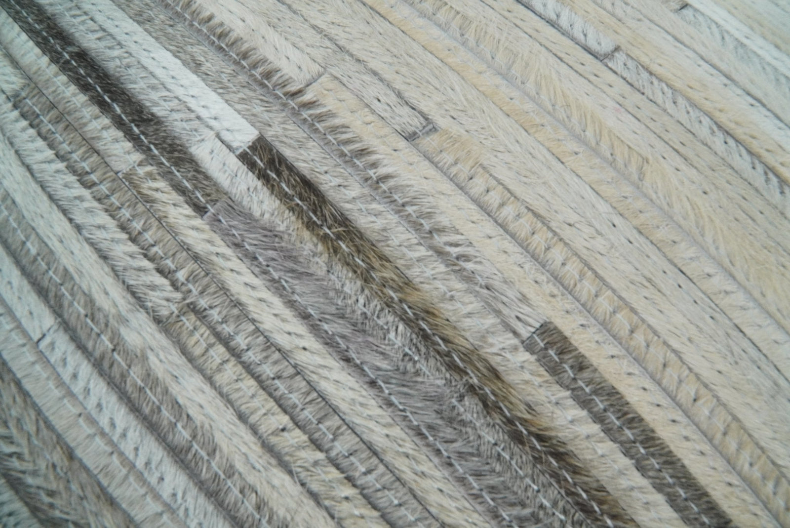 Modern Stripes Ivory and Gray Genuine Leather Accent Pillow, Cushion | PL17