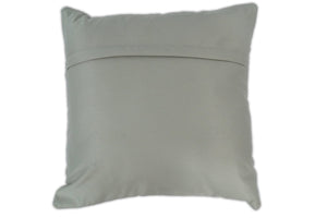 Modern Stripes Ivory and Gray Genuine Leather Accent Pillow, Cushion | PL17