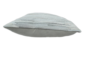 Modern Stripes Ivory and Gray Genuine leather Pillow with Insert, Cushion | PL16