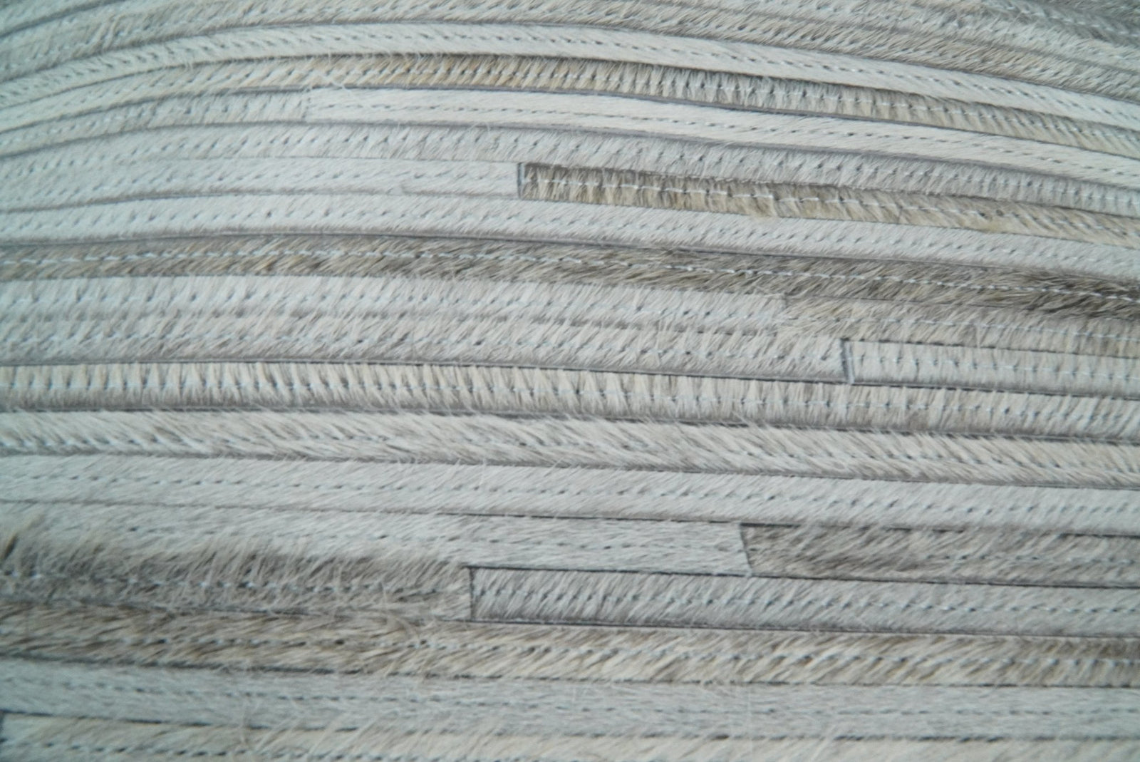 Modern Stripes Ivory and Gray Genuine leather Pillow with Insert, Cushion | PL16