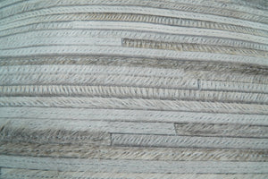 Modern Stripes Ivory and Gray Genuine leather Pillow with Insert, Cushion | PL16