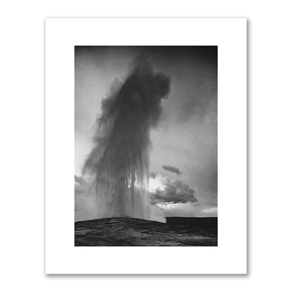 Old Faithful Geyser at dusk/dawn, Yellowstone National Park, Wyoming by Ansel Adams