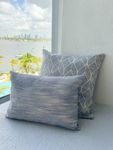 Natural Waves Indigo Indoor Outdoor Pillow