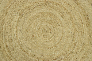 100% ALL NATURAL FIBER HAND BRAIDED BOHO WHITE ROUND JUTE RUG | JR4