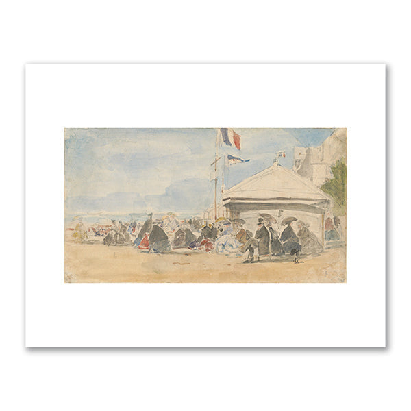 Beach House with Flags at Trouville by EugÃ¨ne Boudin