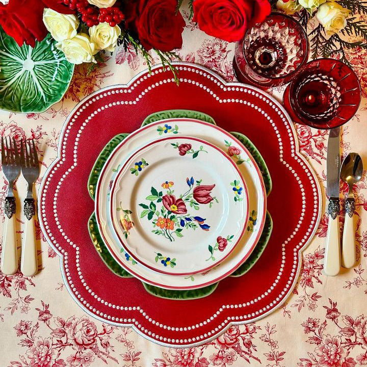 NURTURE RED SCALLOPED FAUX LEATHER PLACEMAT (Set Of 4) - Set of 4