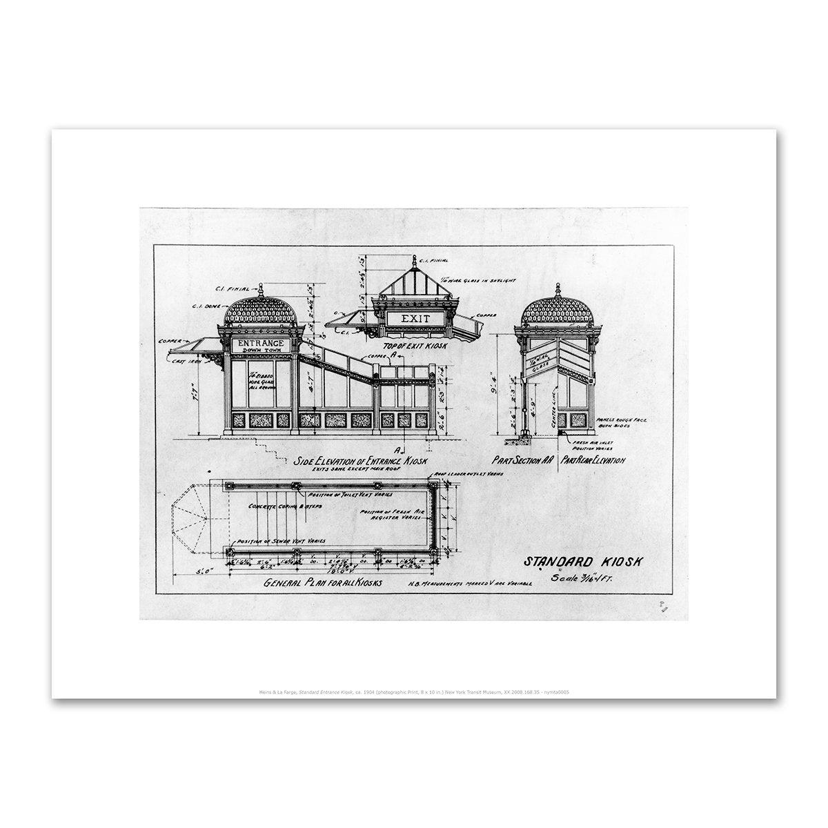 Standard Entrance Kiosk Blueprint by Heins & La Farge