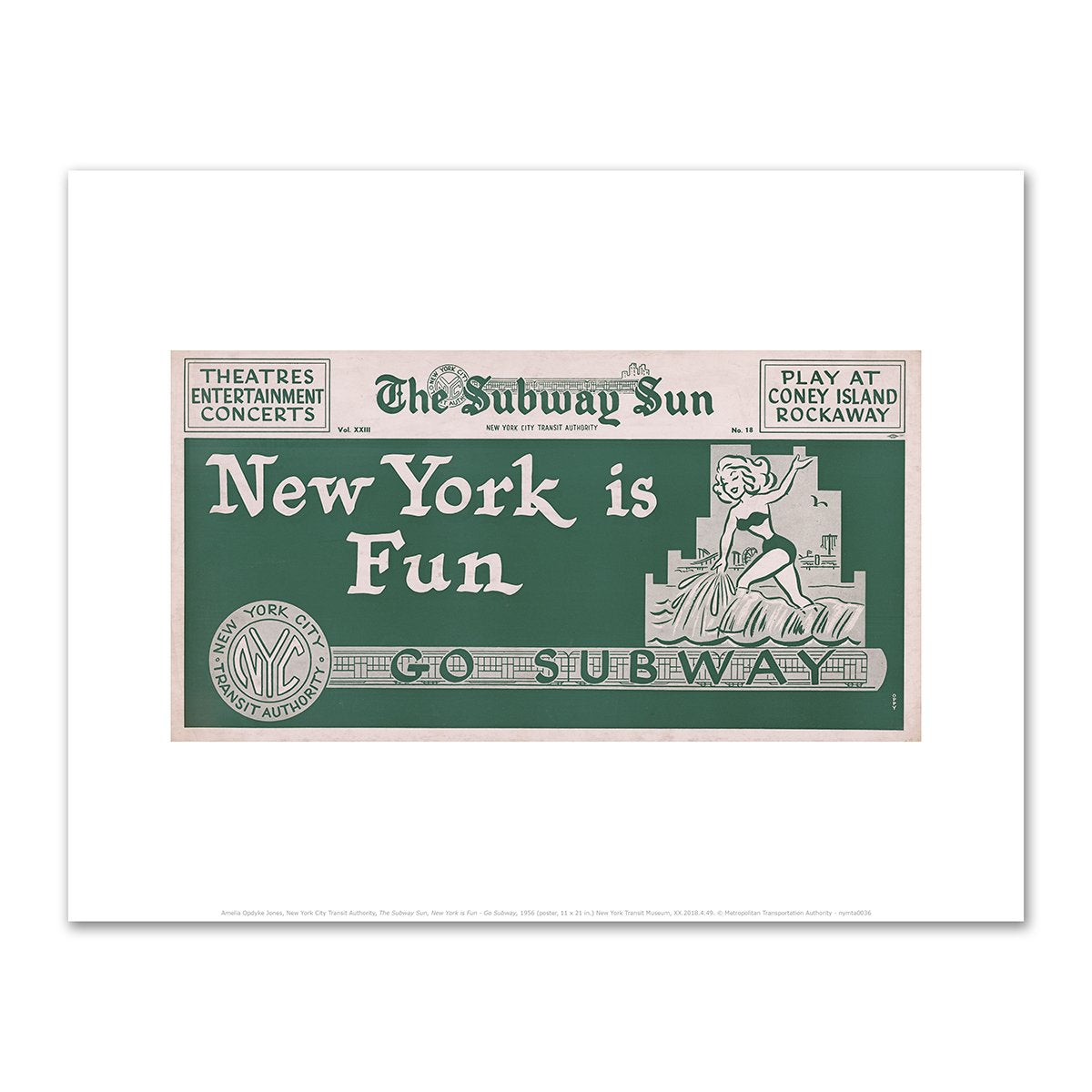 The Subway Sun, New York is Fun - Go Subway by Amelia Opdyke Jones
