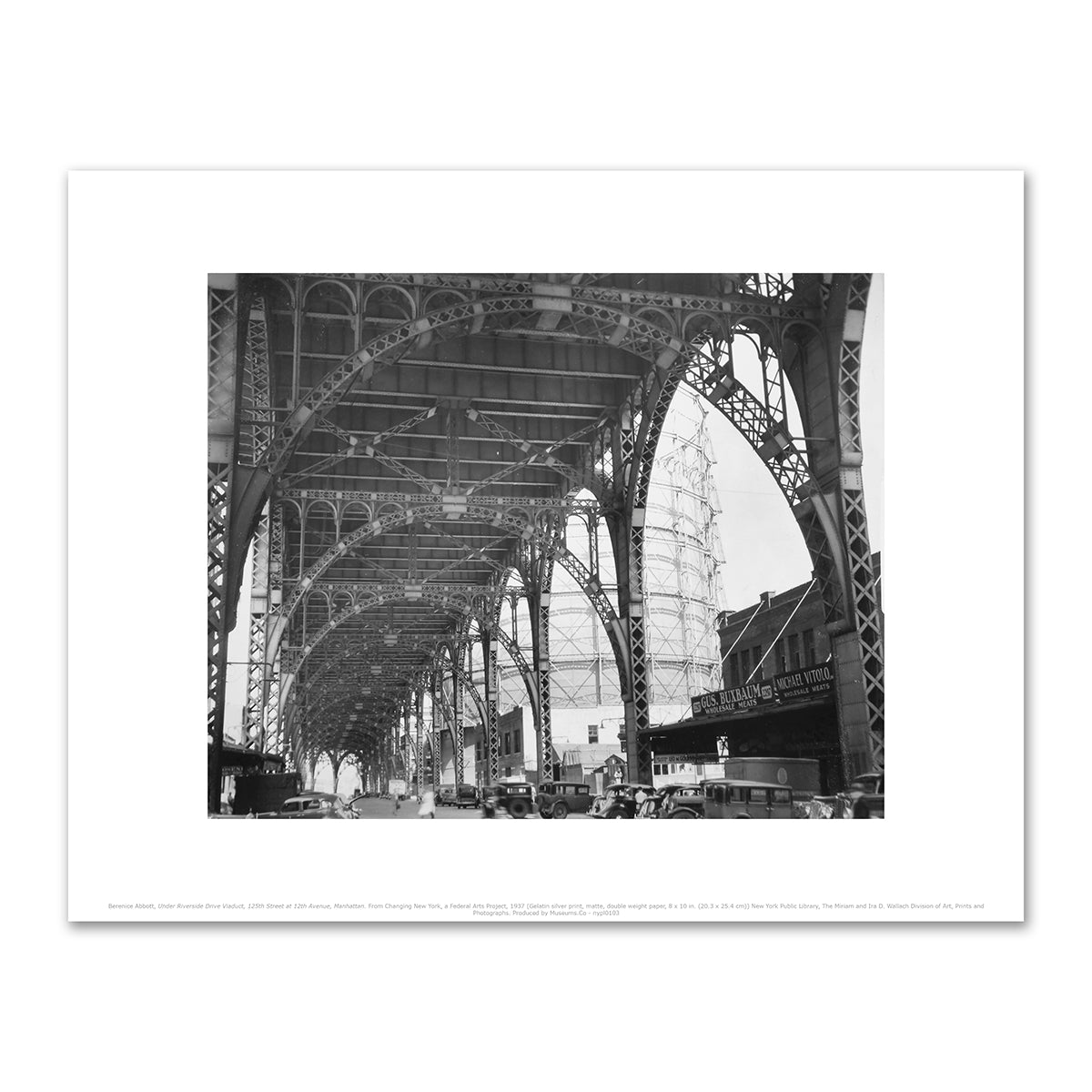 Under Riverside Drive Viaduct 125th St. at 12th Ave. by Berenice Abbott