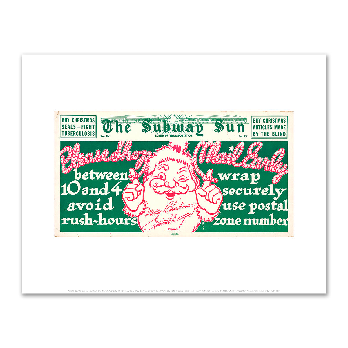 The Subway Sun, Shop Early.. Mail Early Vol. XV No. 19 by Amelia Opdyke Jones