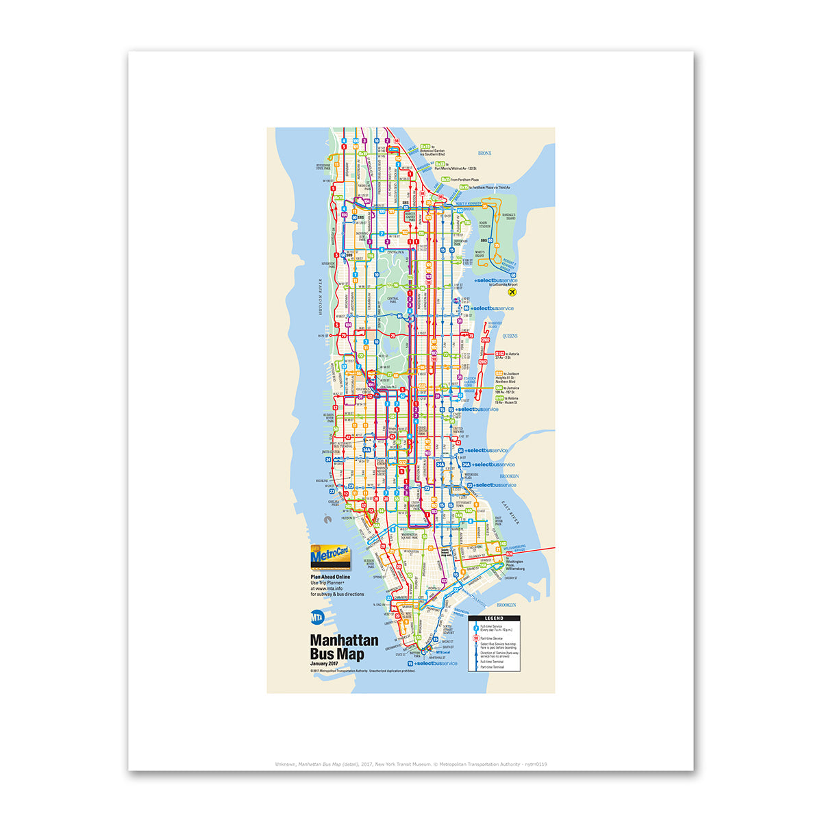 Manhattan Bus Map (detail) by Unknown Artist