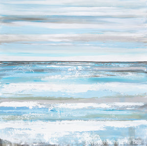 "Coastal Wishes" GICLEE PRINT Art Abstract Painting Light Blue White Grey Coastal Seascape Minimalist Wall Art