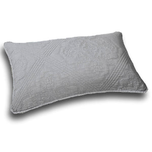 DaDa Bedding Floral Stone Wash Grey Diamond Pattern Quilted King Size Pillow Sham - 20” x 36” (JHW855)