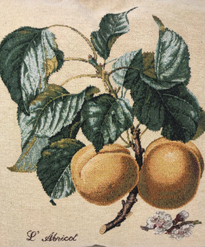 DaDa Bedding Set of 2-Pieces Yellow Apricot Fruits Elegant Tapestry Throw Pillow Covers w/ Inserts - 18" x 18"