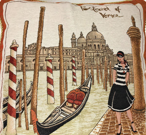 DaDa Bedding Set of 2-Pieces Postcard of Venice Tapestry Throw Pillow Covers w/ Inserts - 18" x 18"