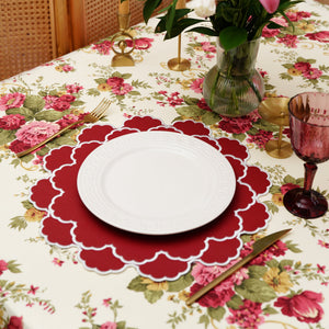 TIMELESS RED SCALLOPED FAUX LEATHER PLACEMAT (Set Of 4)