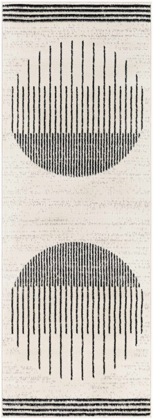 Angus Abstract Black and White 7ft Runner Rug