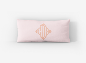 Solid Bamboo Monogram Lumbar Pillow Cover