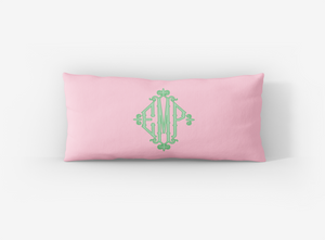 Solid Bamboo Monogram Lumbar Pillow Cover
