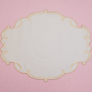CELESTIA BEIGE OVAL FAUX LEATHER PLACEMAT & COASTER SET (Set Of 4)
