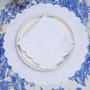 LILY WHITE ROUND FABRIC PLACEMAT & NAPKIN SET (Set Of 4)