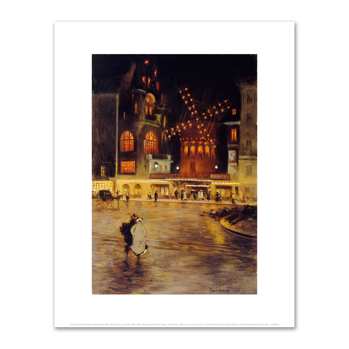 Place Blanche and Moulin Rouge, night effect by Edouard Zawiski