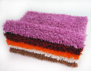 DaDa Bedding Vanilla Ivory White Shaggy Soft Chenille Noodle Carpet Rug Bath Mat