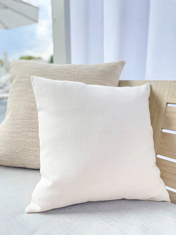 Seaside Smooth White Indoor Outdoor Pillow 24x24