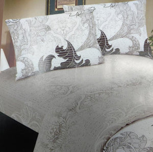 DaDa Bedding Jacquard Paisley Floral Leaves Flat Sheet & Pillow Cases Set - Twin 2-Pieces (FS8197)