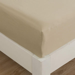 DaDa Bedding Luxury Soft Cotton Beige Fitted Bed Sheet & Pillow Cases Set (JHW-546-Fitted)