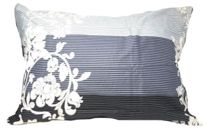 DaDa Bedding Navy Blue Floral Striped Fitted + Flat Sheets & Pillow Cases Set (FSFS8153)