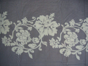 DaDa Bedding Navy Blue Floral Striped Fitted + Flat Sheets & Pillow Cases Set (FSFS8153)