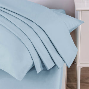 DaDa Bedding Soothing SeaFoam Sky Blue Cotton Fitted Bed Sheet w/Pillow Cases (JHW604)