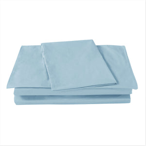 DaDa Bedding Soothing SeaFoam Sky Blue Cotton Fitted Bed Sheet w/Pillow Cases (JHW604)