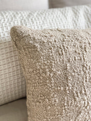 Cozy Cotton Beige Boucle Lumbar Pillow 14x20