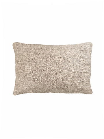 Cozy Cotton Beige Boucle Lumbar Pillow 14x20