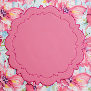 SOLSTICE PINK SCALLOPED FAUX LEATHER PLACEMAT (Set Of 4)