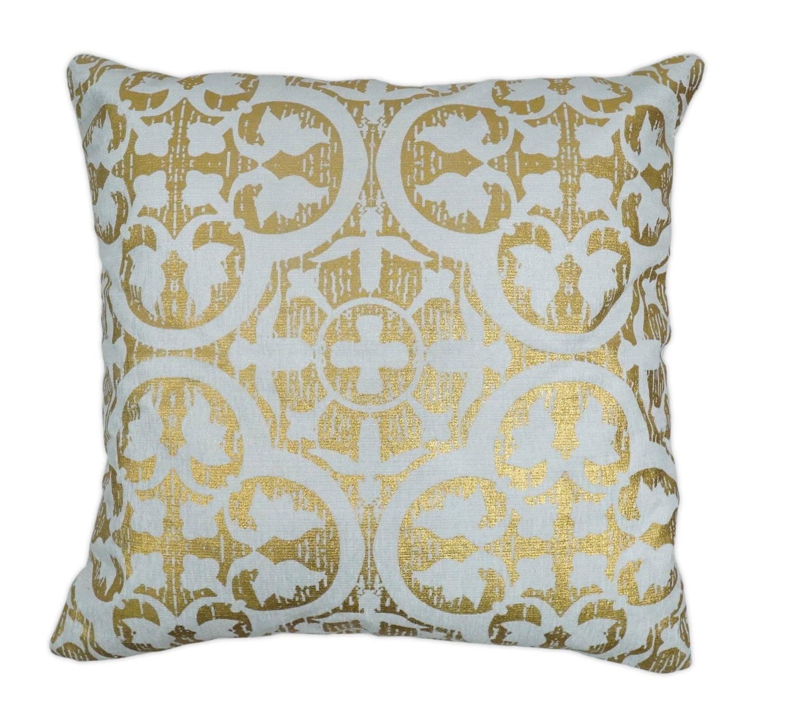 Square Geometric Printed Modern Contemporary Accent Gold and White Pillow Cover | PL08