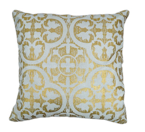 Square Geometric Printed Modern Contemporary Accent Gold and White Pillow Cover | PL08