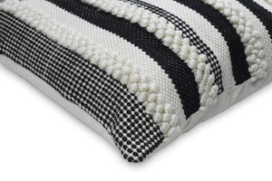 Square Outdoor and Indoor Safe Black and White Striped Pillow
