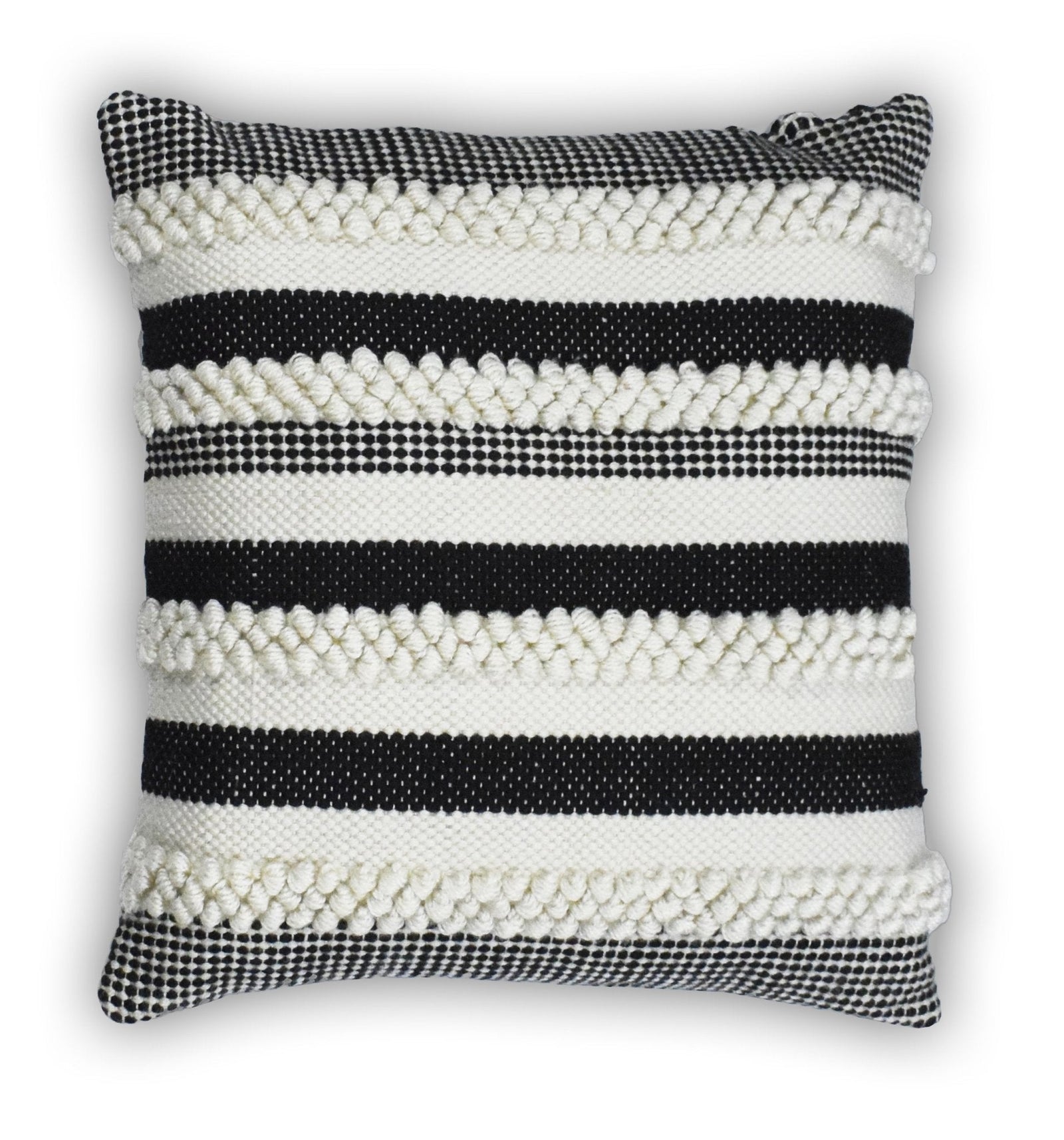 Square Outdoor and Indoor Safe Black and White Striped Pillow