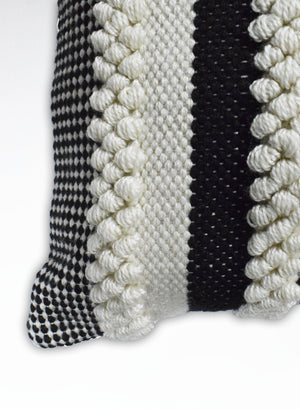 Square Outdoor and Indoor Safe Black and White Striped Pillow