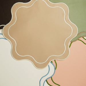 HAVEN GREEN WAVY EDGE FAUX LEATHER PLACEMAT (Set Of 4)