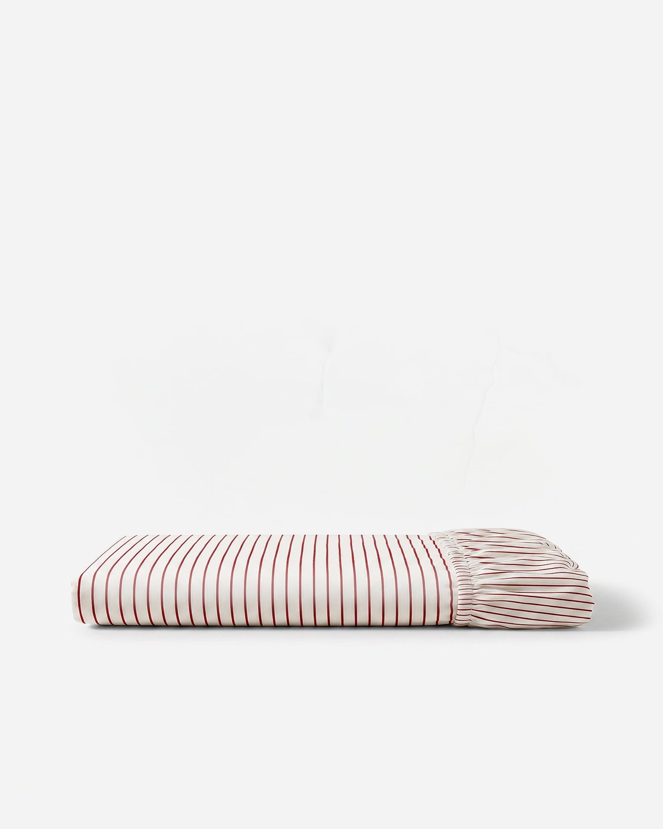 Rimini Stripe Cotton Sateen Fitted Sheet - Terracotta - Off White / Queen